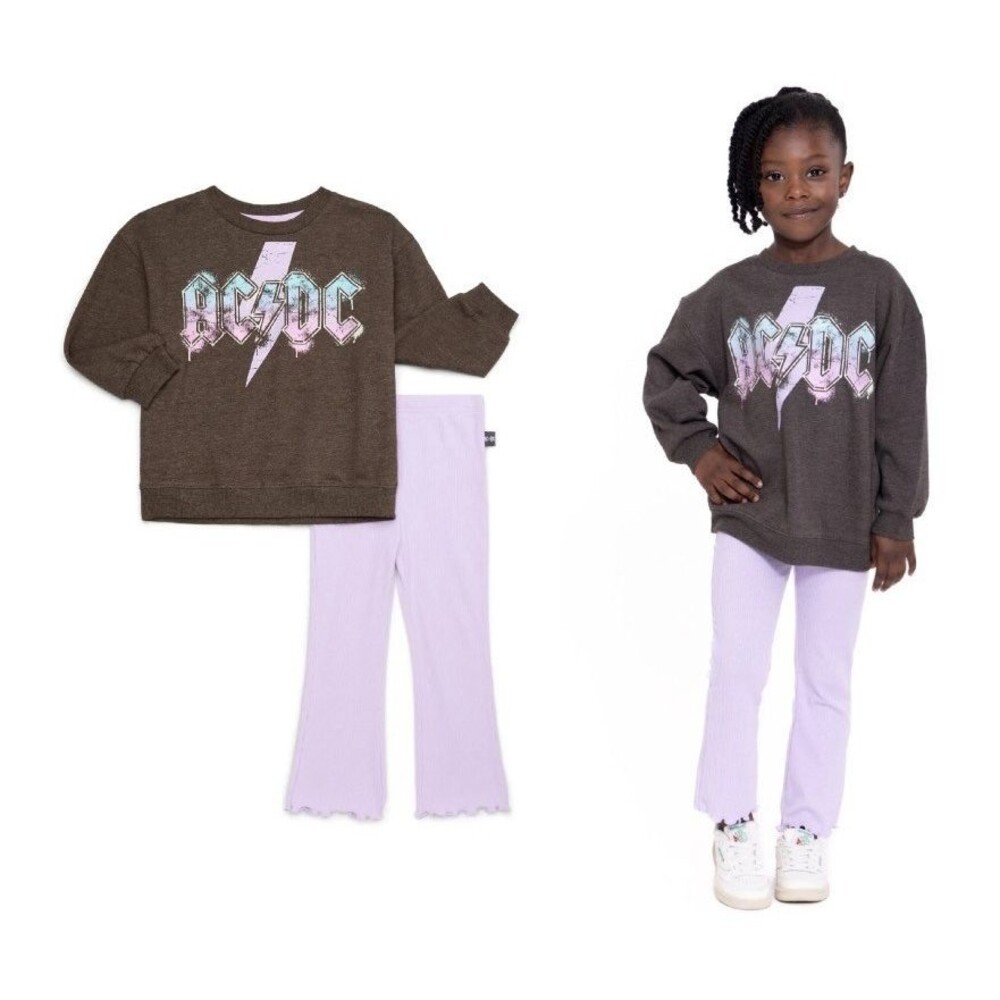 AC/DC Toddler Girl Graphic Sweatshirt & Leggings  Size 5T  NWT  2 pc Set  BTS